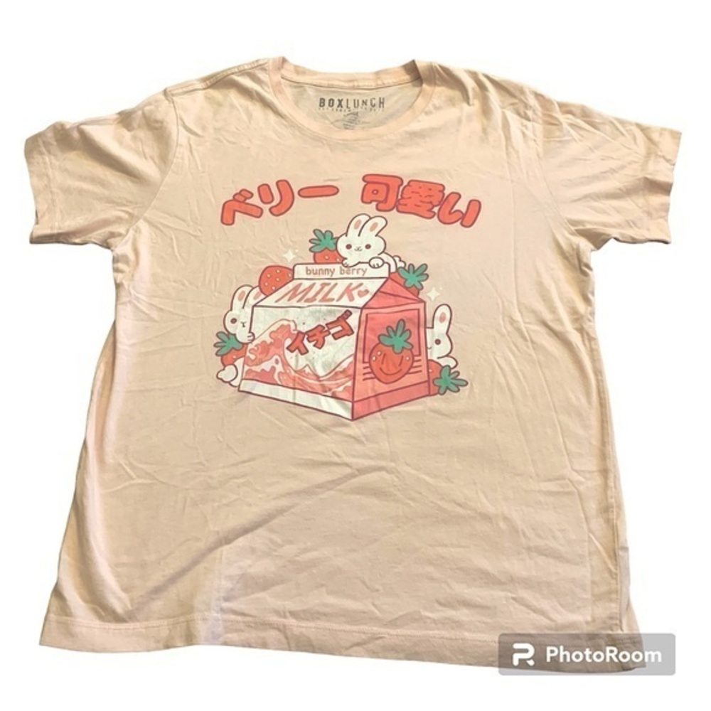 ❗️SALE❗️ Strawberry Milk Bunny Kanji Women’s T-Shirt Large - BoxLunch Ex…